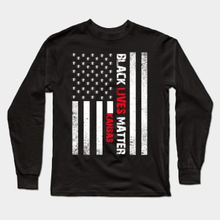 Kansas black lives matter Flag American Vintage Long Sleeve T-Shirt